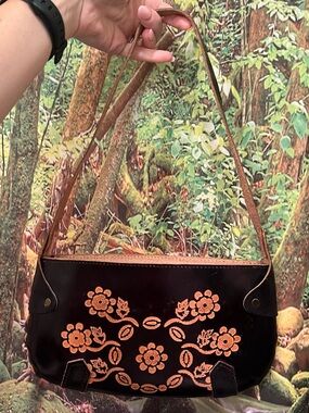 Brown Handmade Tooled Leather bag purse